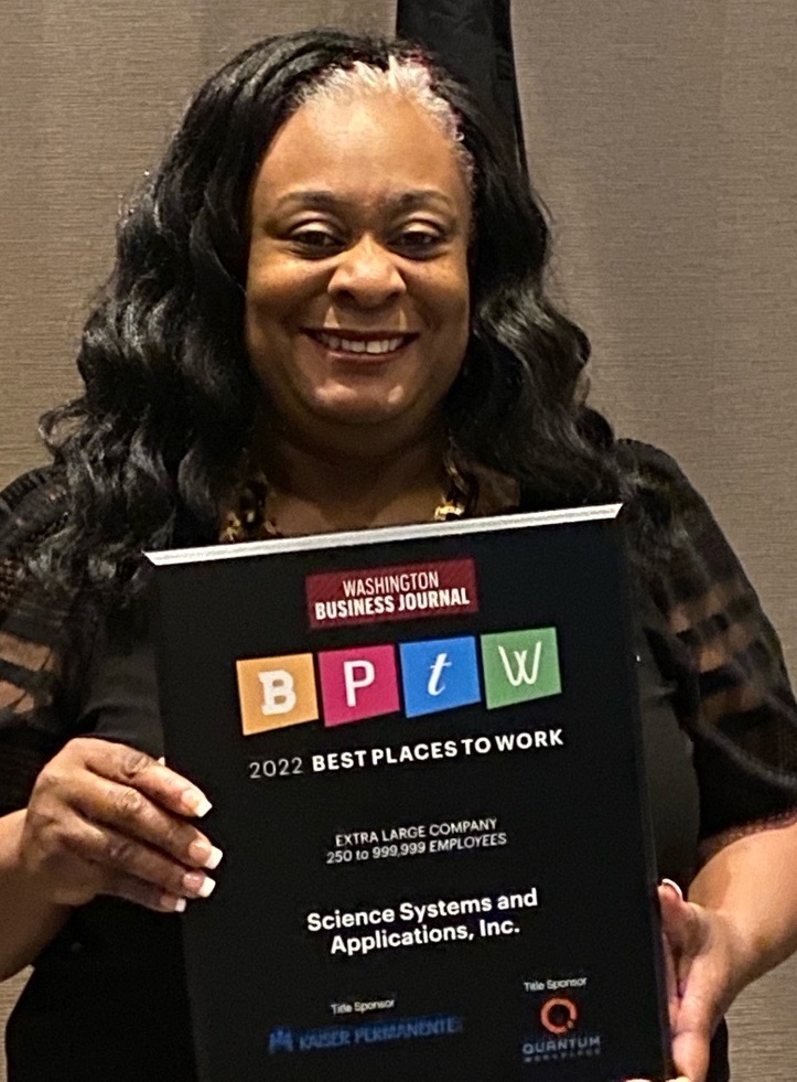 Human Resources Director Diedre Jones represented SSAI at the Washington Business Journal's Best Places to Work awards ceremony on May 12, 2022.
